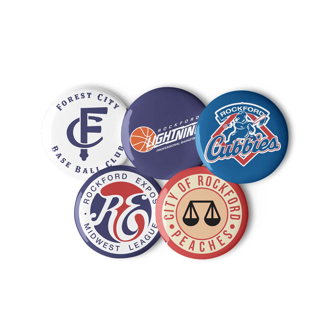 Rockford Sports Pin Buttons Set