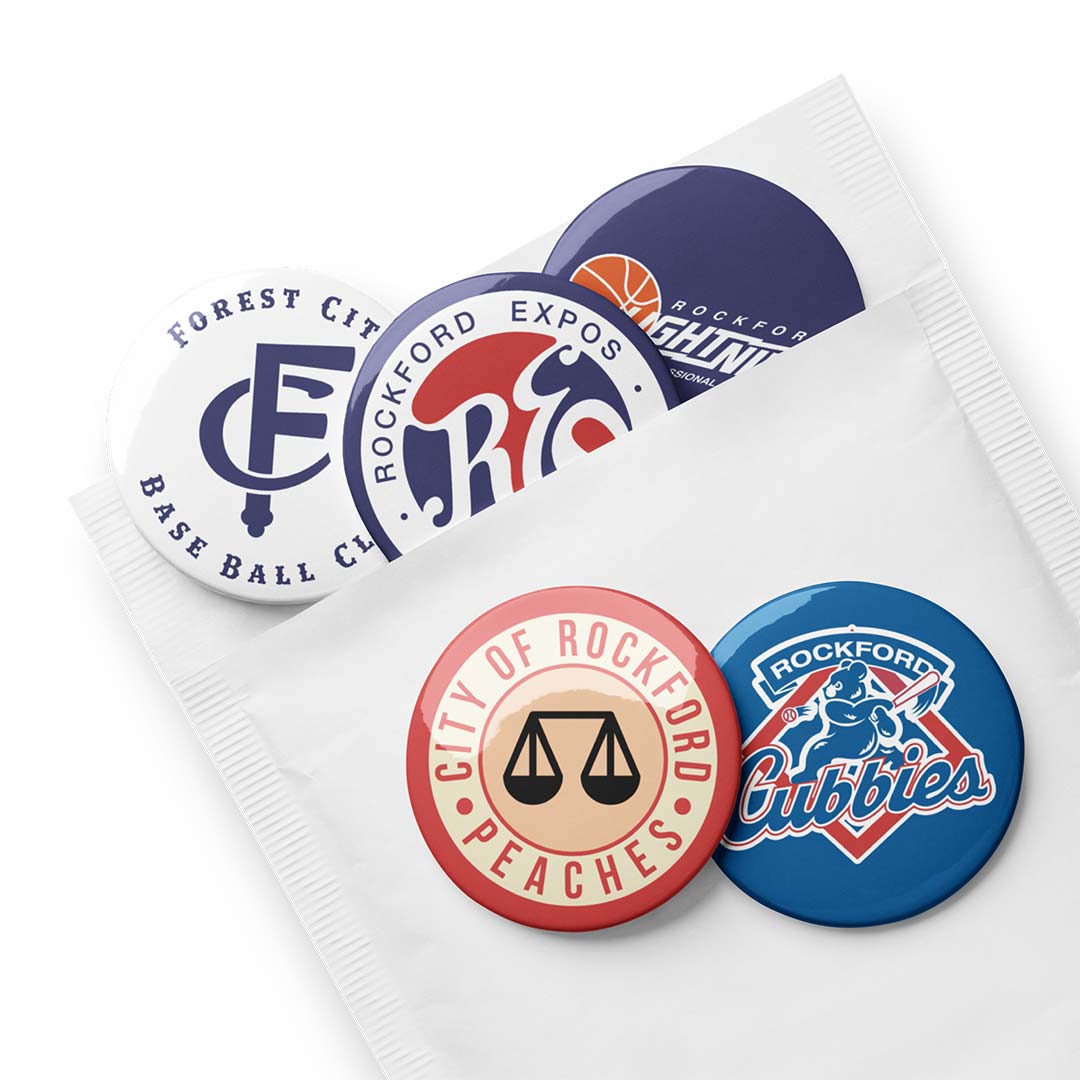 Rockford Sports Pin Buttons Set