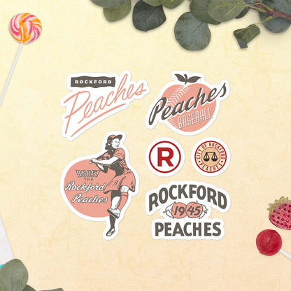 Rockford Peaches Baseball Retro Sticker Sheet