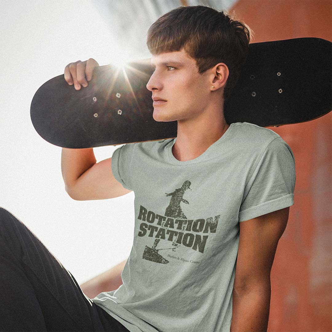 Rotation Station Skate Center Loves Park Unisex Retro T-shirt