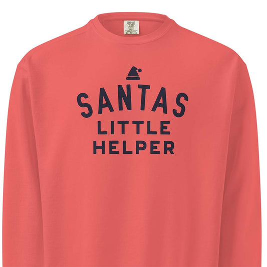 Santas Little Helper Unisex Garment-dyed Crewneck Sweatshirt