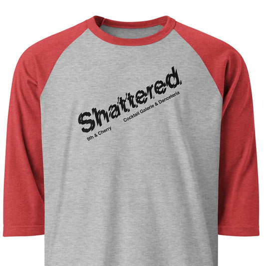 Shattered Cocktail Galerie & Danceteria Columbia unisex 3/4 sleeve raglan baseball tee