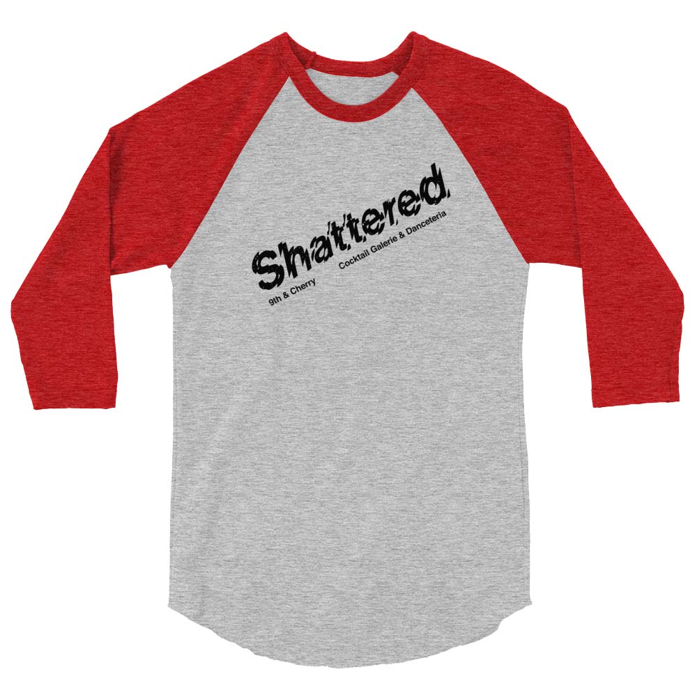 Shattered Cocktail Galerie & Danceteria Columbia unisex 3/4 sleeve raglan baseball tee