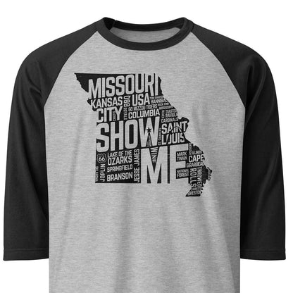 Show Me Missouri unisex 3/4 sleeve baseball tee