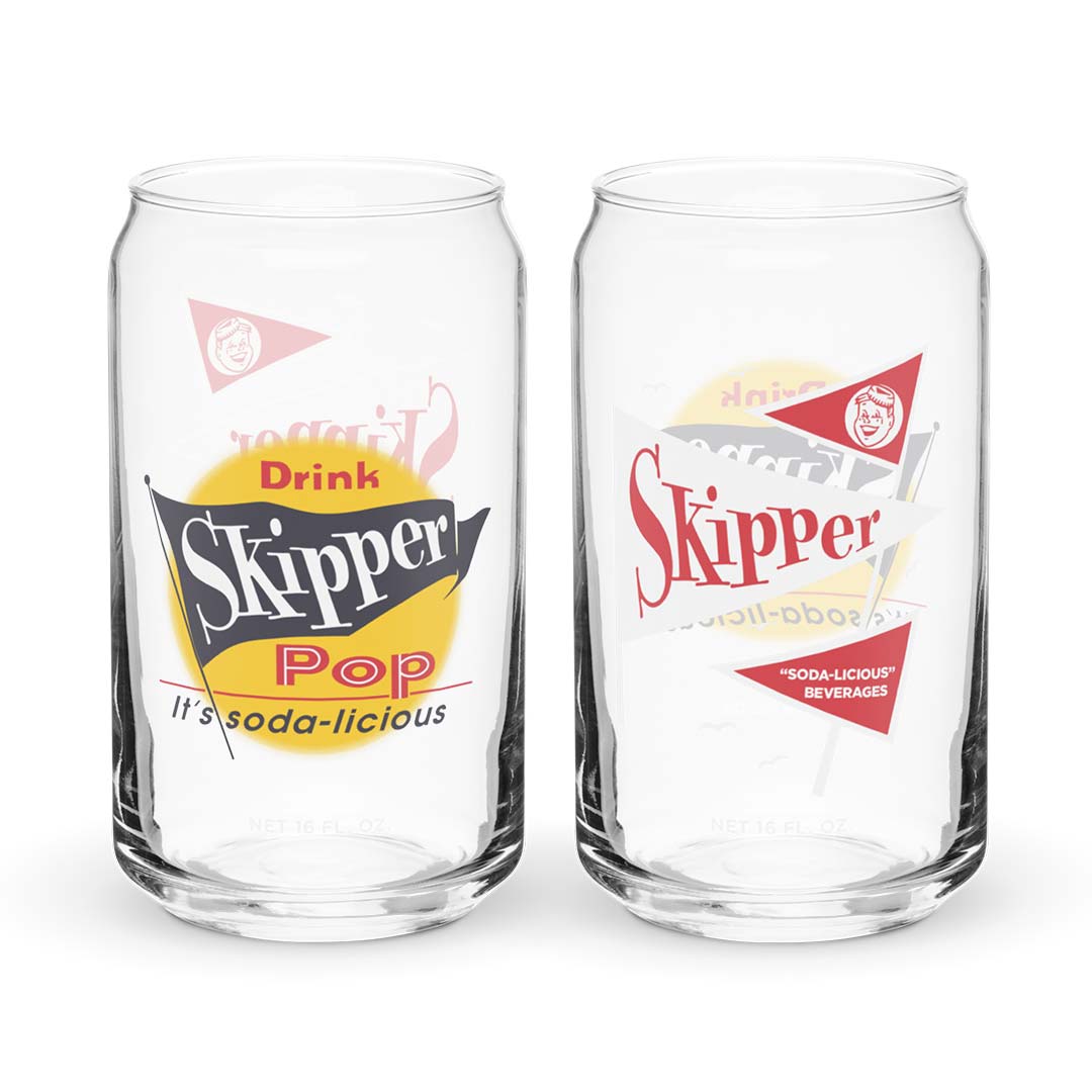 Skipper Soda Pop Pittsburgh Can-shaped glass