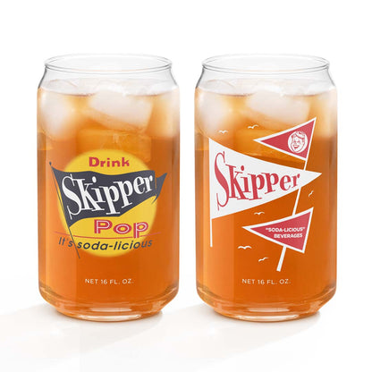 Skipper Soda Pop Pittsburgh Can-shaped glass