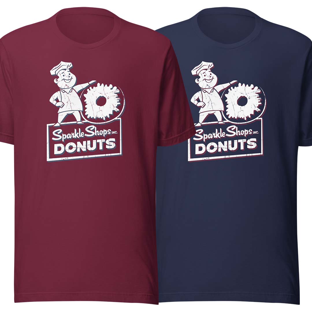 Sparkle Shop Donuts Rockford Unisex Retro T-shirt