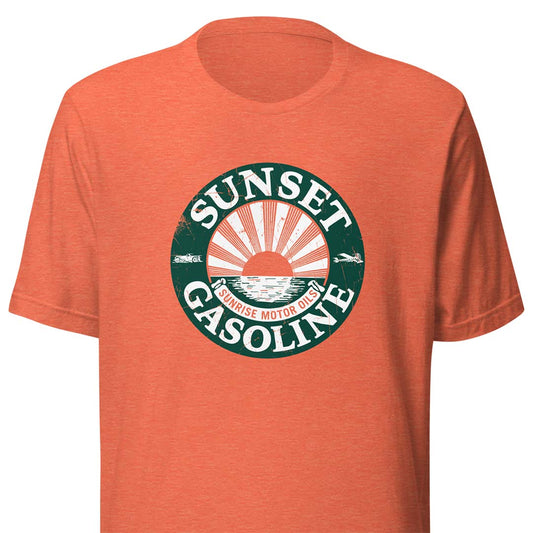 Sunset Gasoline Sunrise Motor Oils Unisex Retro T-shirt