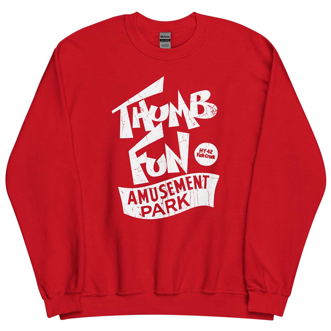 Thumb Fun Amusement Park Wisconsin Unisex Retro Crewneck Sweatshirt