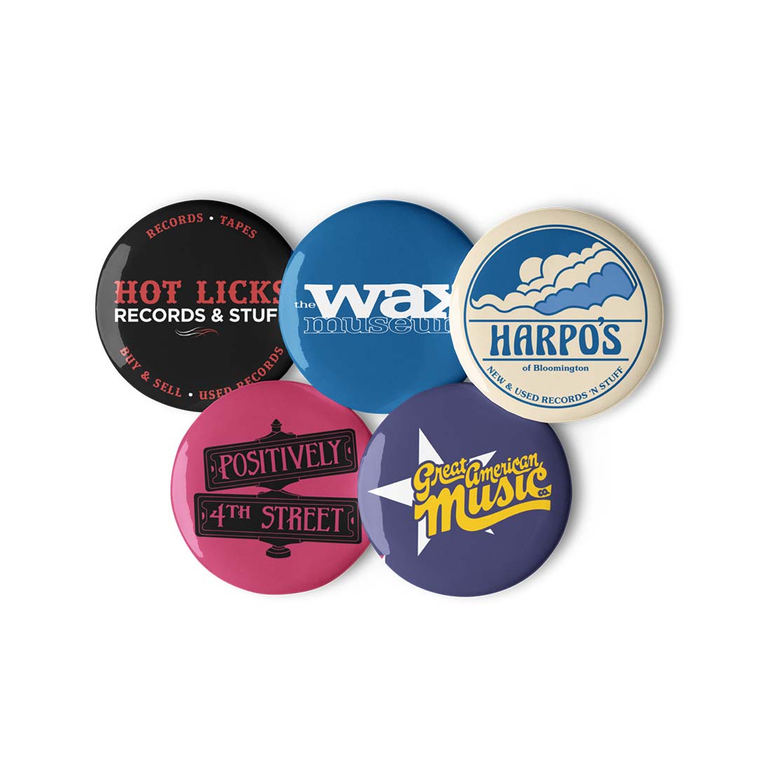 Twin Cities Record Stores Pin Buttons Set