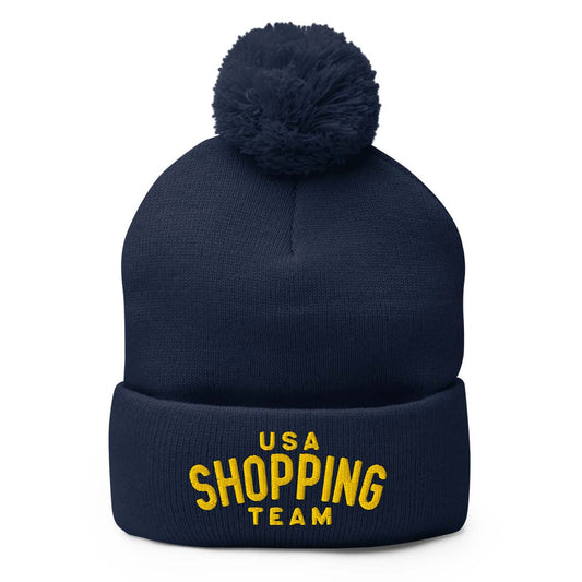 USA Shopping Team Unisex Pom-Pom Knit Beanie