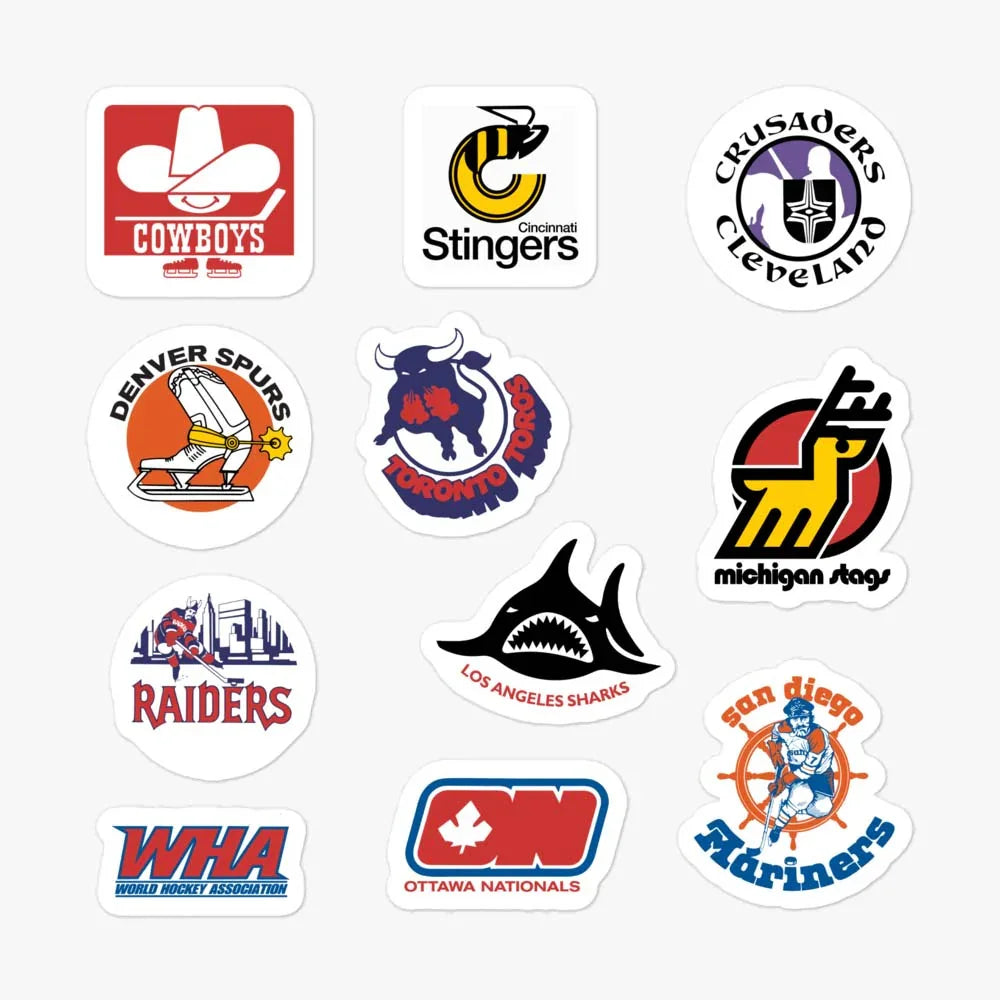WHA World Hockey Association Retro Sticker Sheet