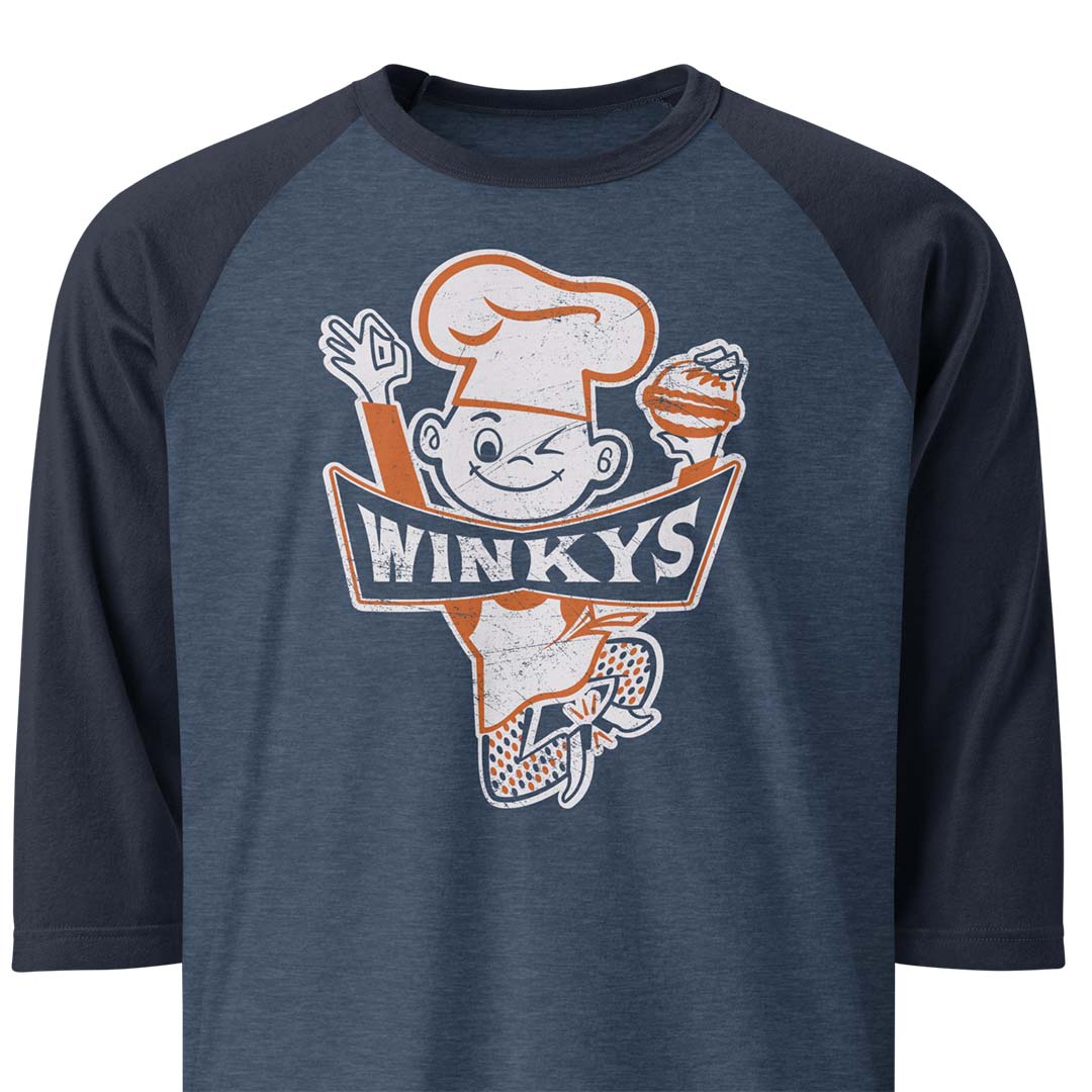 Winkys Hamburgers Pittsburgh unisex 3/4 sleeve raglan baseball tee