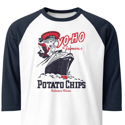 Yo-Ho Potato Chips Chicago Unisex Retro 3/4 sleeve raglan baseball tee