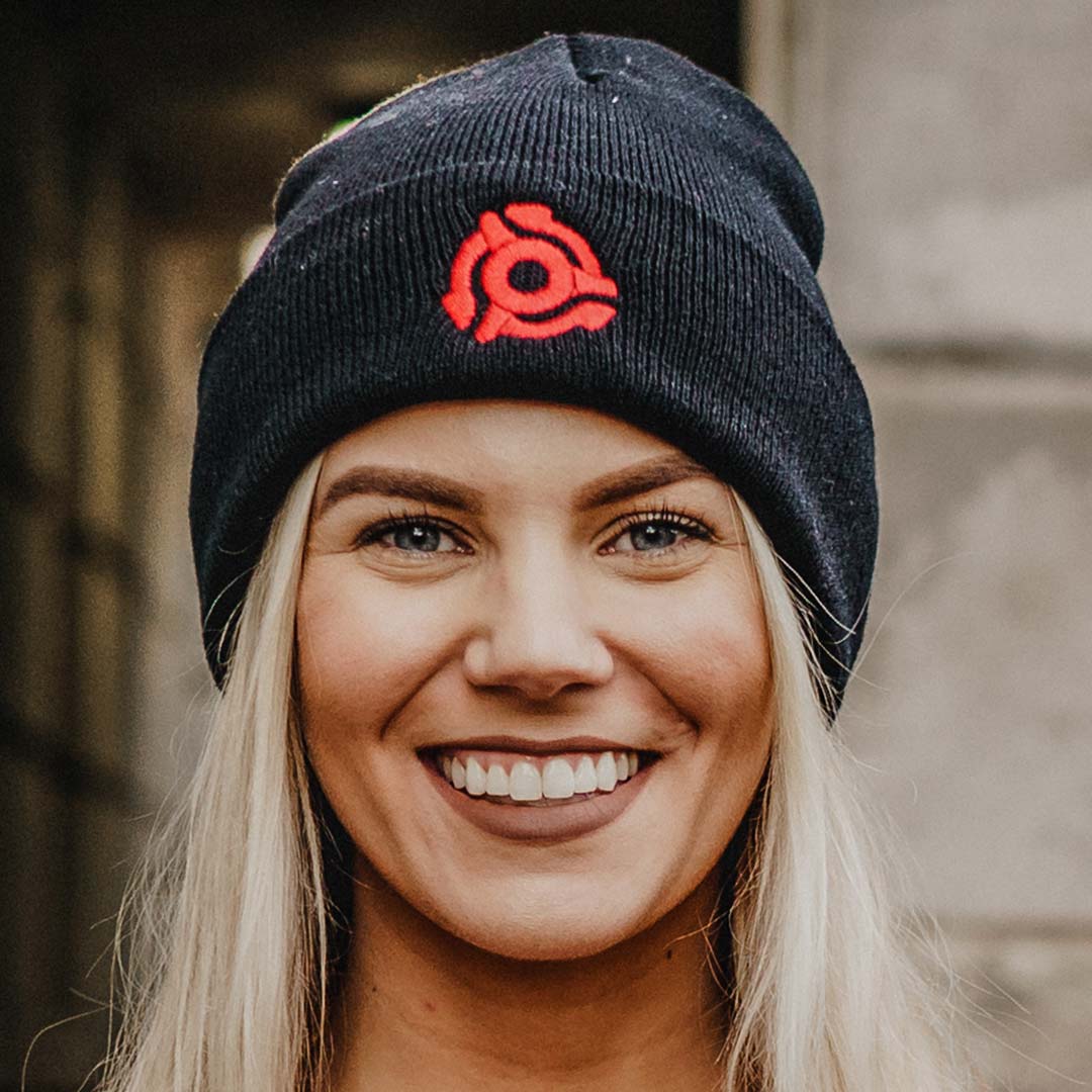 45 RPM Adapter Embroidered Beanie