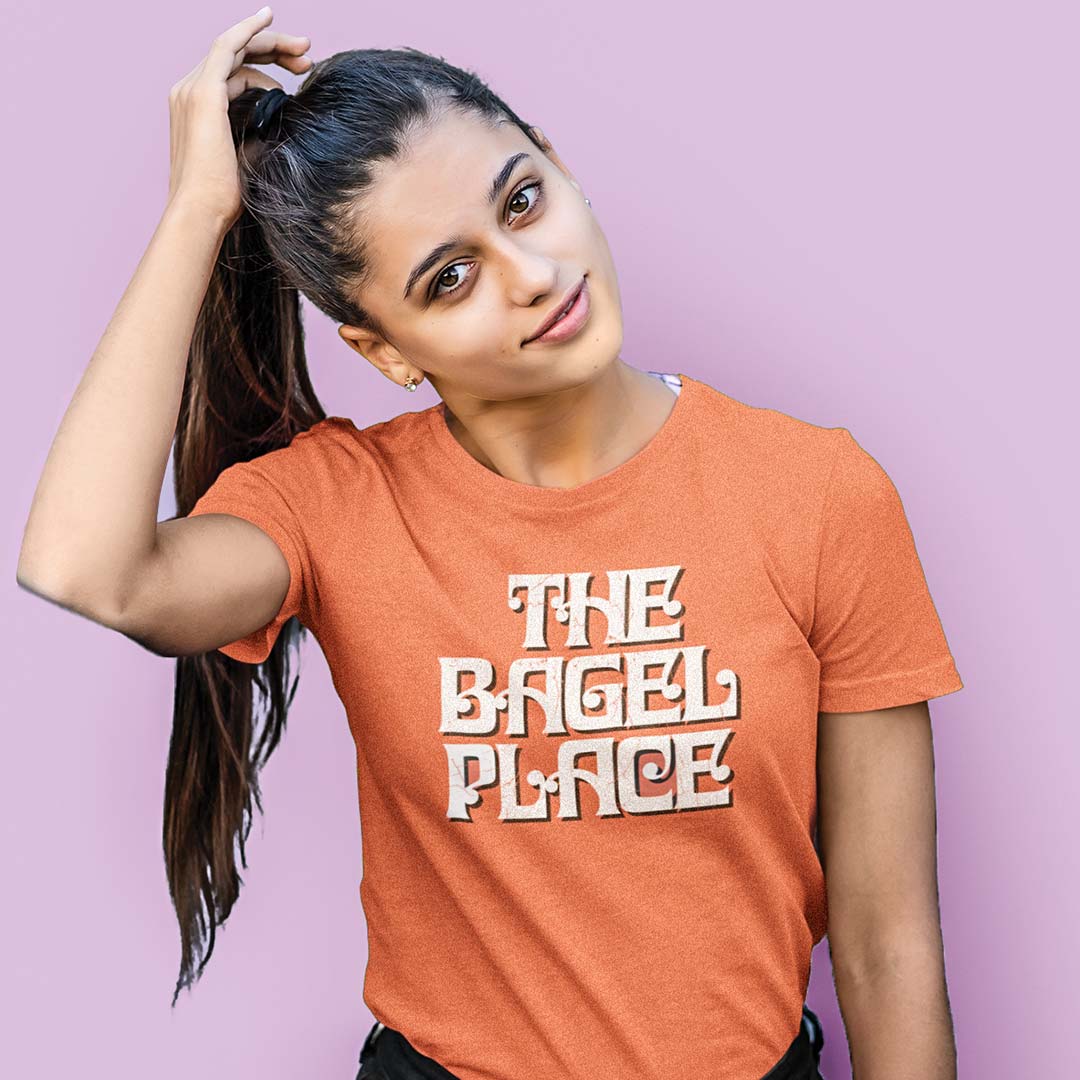 Bagel Place Rockford Unisex Retro T-shirt orange