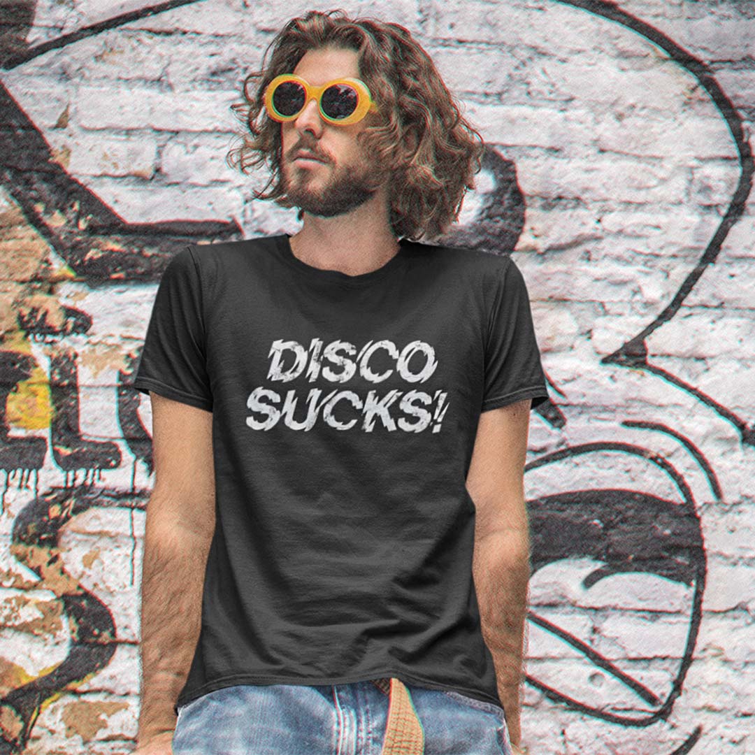 on Demand Disco Sucks Unisex Retro T-Shirt White / 2XL