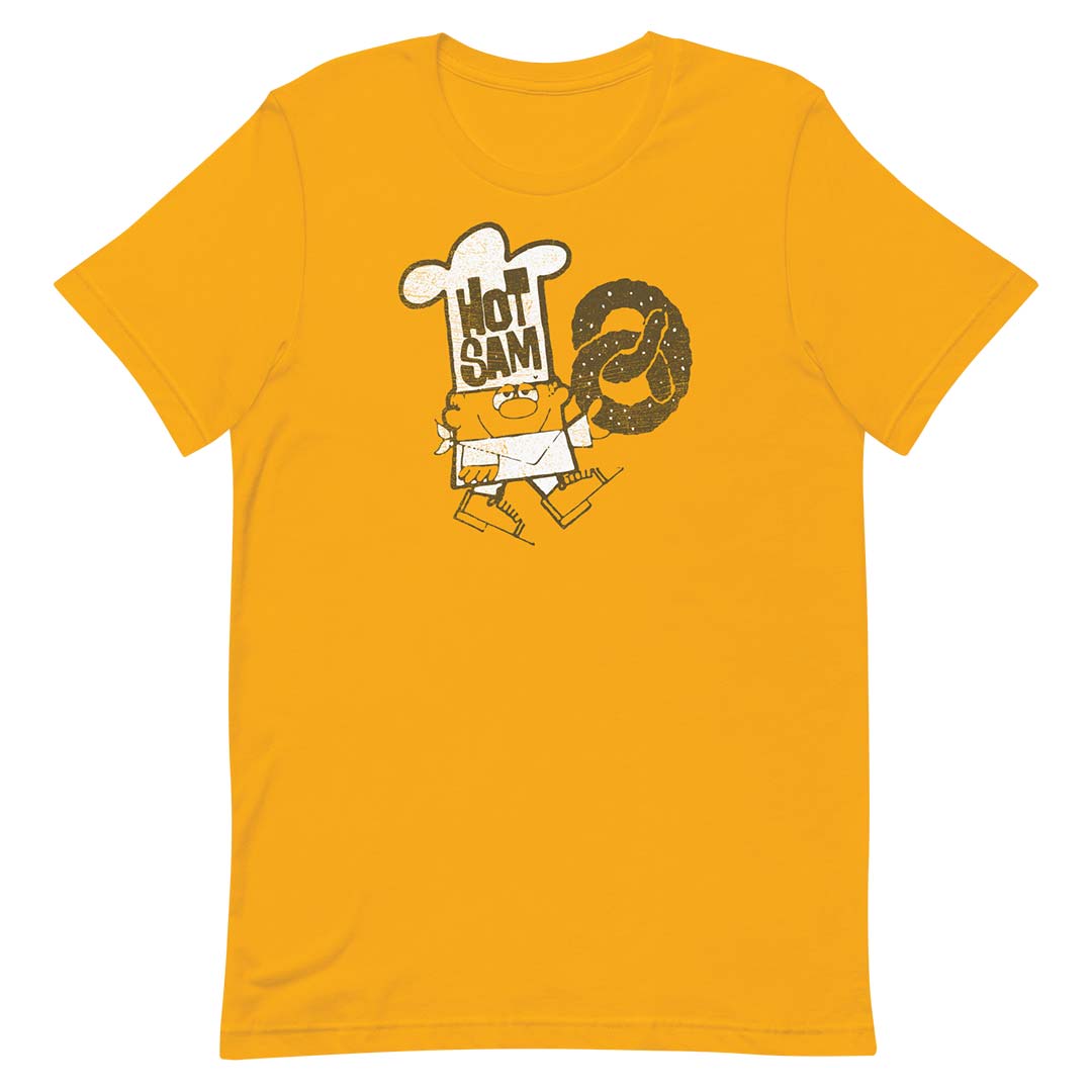Hot Sam Pretzels Unisex Retro T-shirt gold