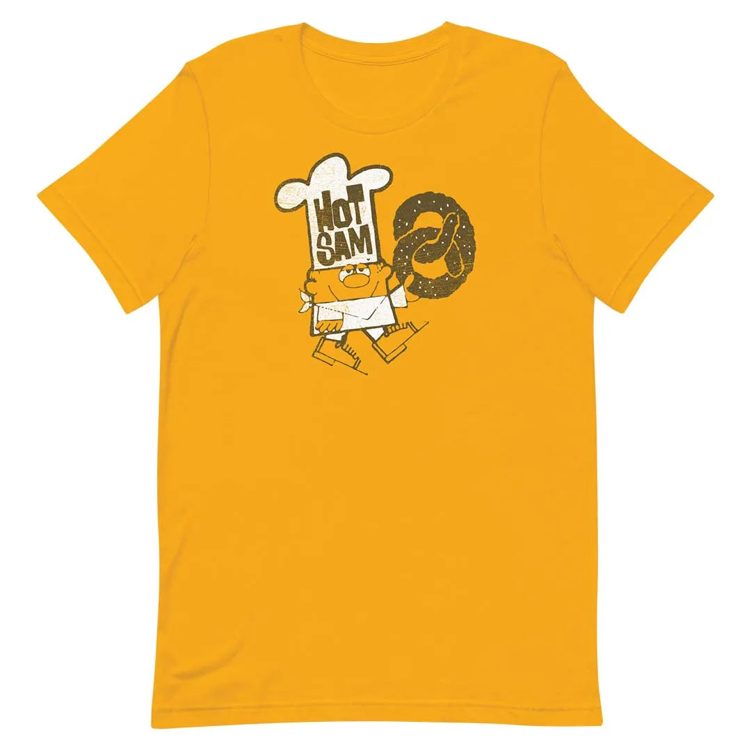 Hot Sam Pretzels Unisex Retro T-shirt gold