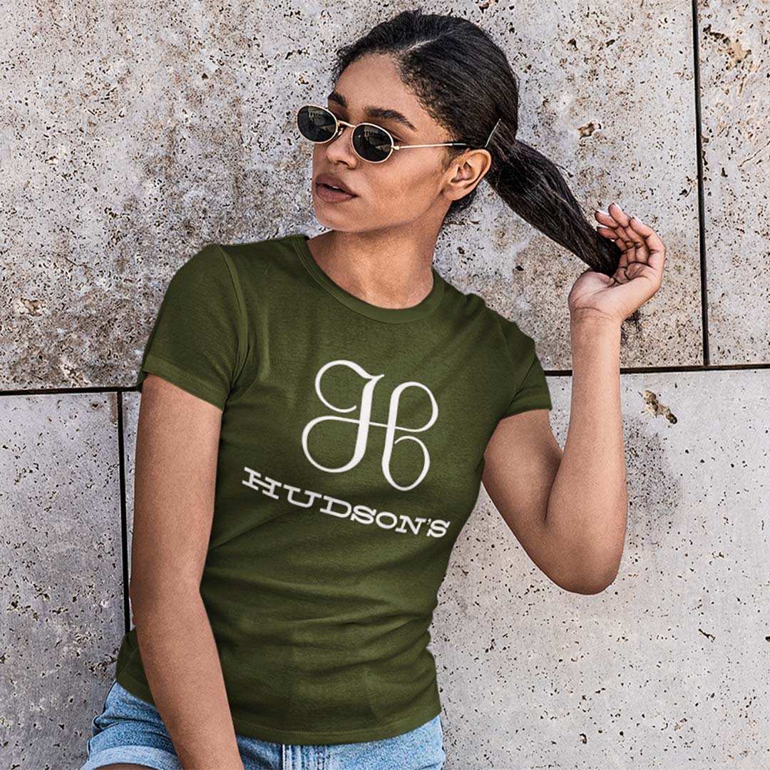 Ladies Relaxed V-neck Detroit Hudson's T-shirt - Heather Forest Green —  Detroit Shirt Company