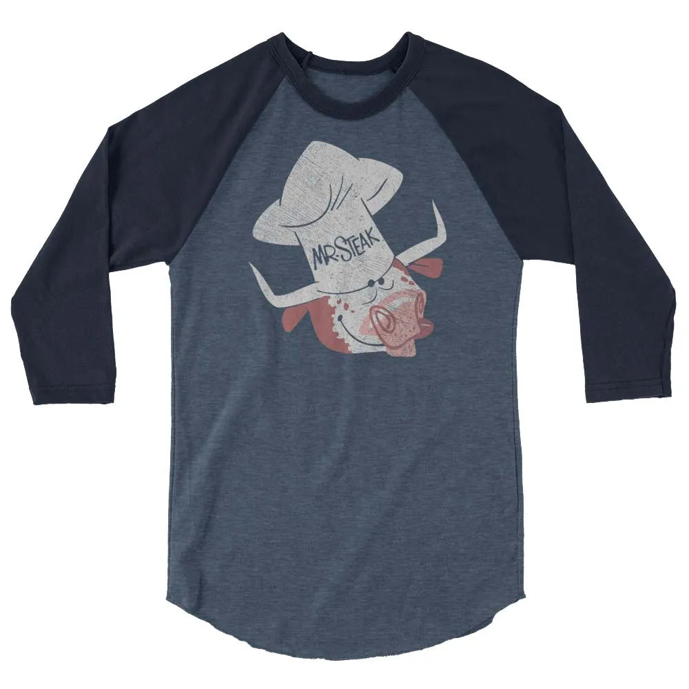 Mr. Steak unisex 3/4 sleeve raglan baseball tee