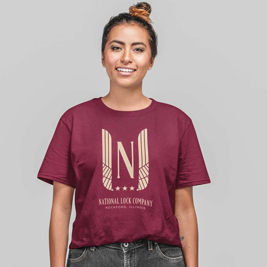 National Lock Company Rockford Unisex Retro T-shirt