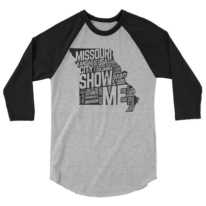 Show Me Missouri unisex 3/4 sleeve baseball tee