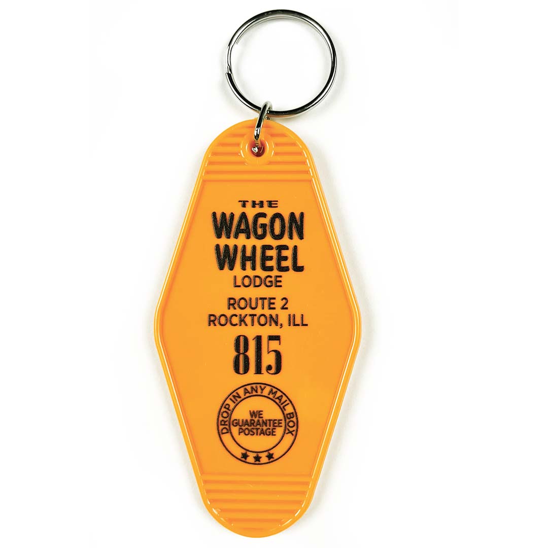 Wagon Wheel Lodge Rockton Vintage Hotel Keychain